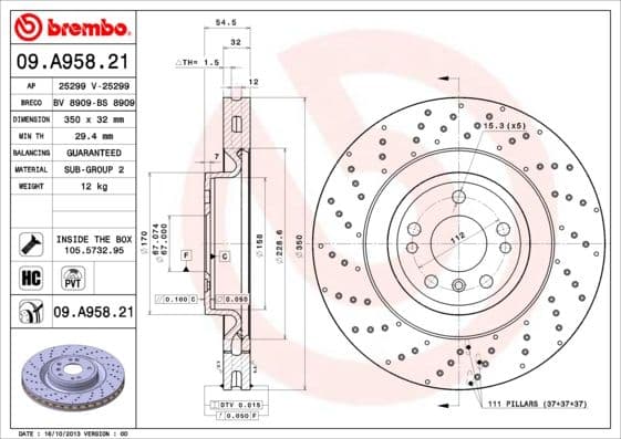 Bremžu diski BREMBO 09.A958.21 1