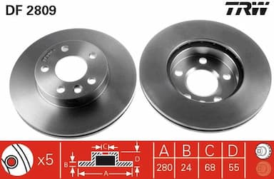 Bremžu diski TRW DF2809 1