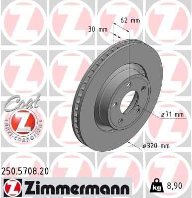 Bremžu diski ZIMMERMANN 250.5708.20 1