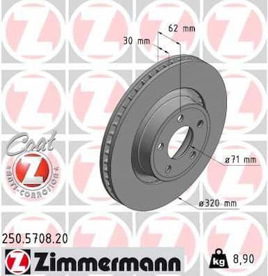 Bremžu diski ZIMMERMANN 250.5708.20 1