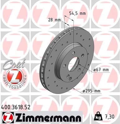 Bremžu diski ZIMMERMANN 400.3618.52 1