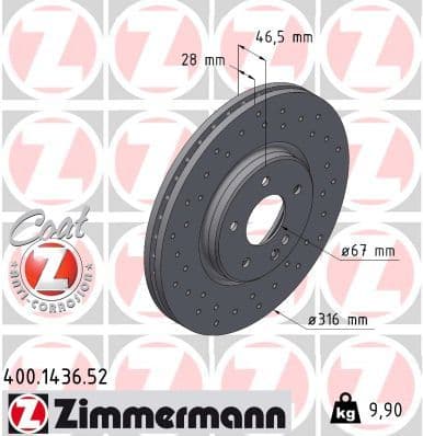 Bremžu diski ZIMMERMANN 400.1436.52 1