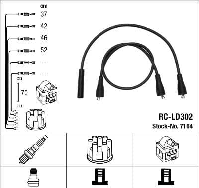 Augstsprieguma vadu komplekts NGK 7104 1