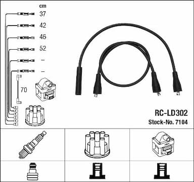 Augstsprieguma vadu komplekts NGK 7104 1