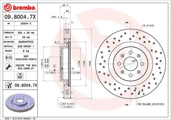 Bremžu diski BREMBO 09.8004.7X 1