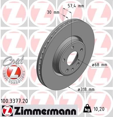 Bremžu diski ZIMMERMANN 100.3377.20 1