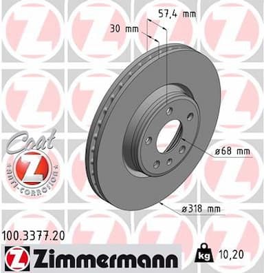 Bremžu diski ZIMMERMANN 100.3377.20 1