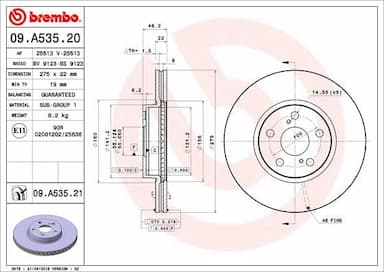 Bremžu diski BREMBO 09.A535.21 1