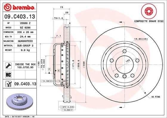 Bremžu diski BREMBO 09.C403.13 1