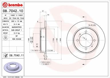 Bremžu diski BREMBO 08.7042.11 1