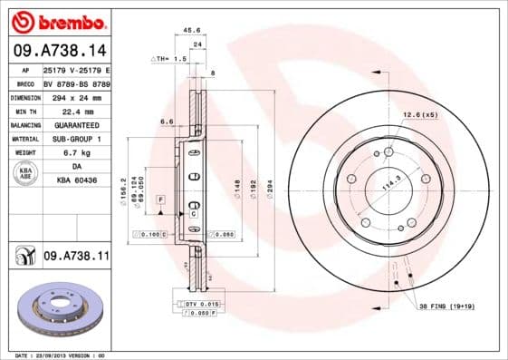 Bremžu diski BREMBO 09.A738.11 1