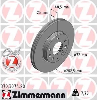 Bremžu diski ZIMMERMANN 370.3074.20 1