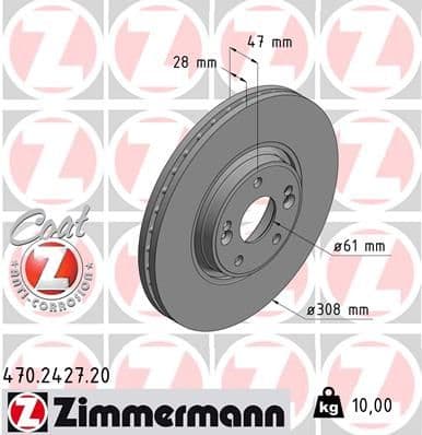 Bremžu diski ZIMMERMANN 470.2427.20 1