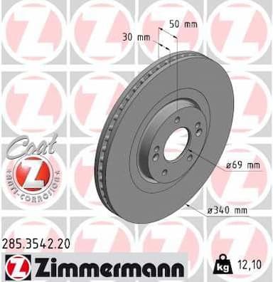 Bremžu diski ZIMMERMANN 285.3542.20 1