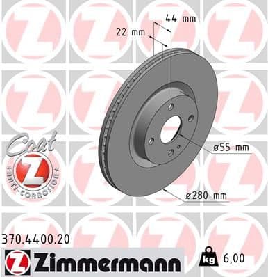 Bremžu diski ZIMMERMANN 370.4400.20 1