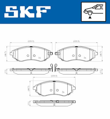 Bremžu uzliku kompl., Disku bremzes SKF VKBP 80460 A 2