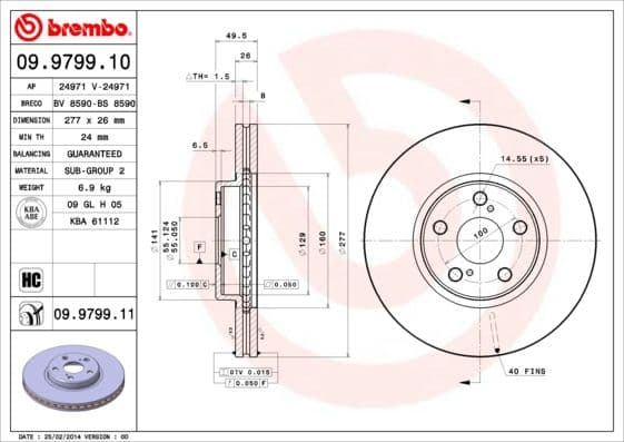 Bremžu diski BREMBO 09.9799.11 1