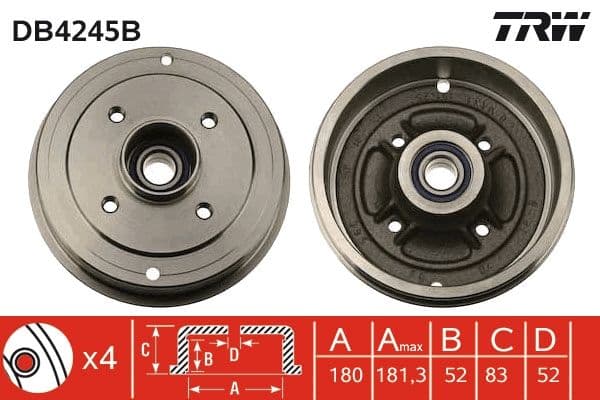 Bremžu trumulis TRW DB4245B 1