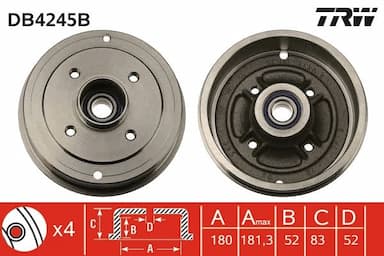 Bremžu trumulis TRW DB4245B 1