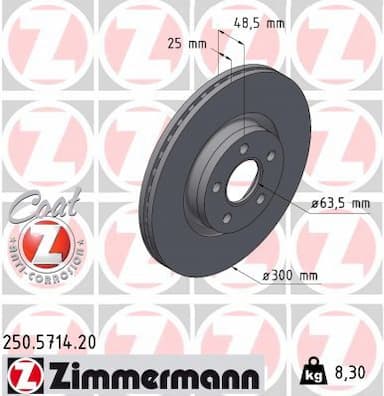 Bremžu diski ZIMMERMANN 250.5714.20 1