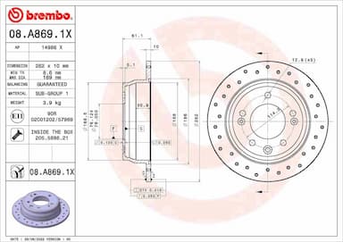 Bremžu diski BREMBO 08.A869.1X 1