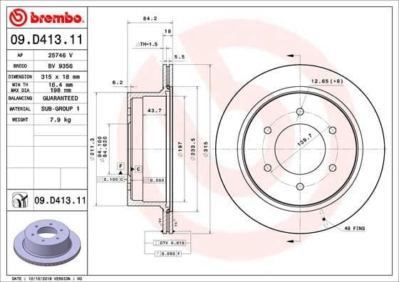 Bremžu diski BREMBO 09.D413.11 1