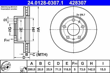 Bremžu diski ATE 24.0128-0307.1 1