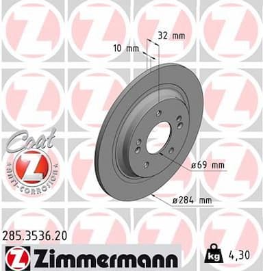 Bremžu diski ZIMMERMANN 285.3536.20 1