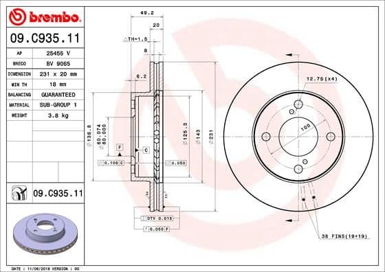 Bremžu diski BREMBO 09.C935.11 1