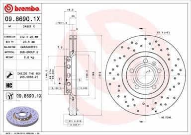 Bremžu diski BREMBO 09.8690.1X 1