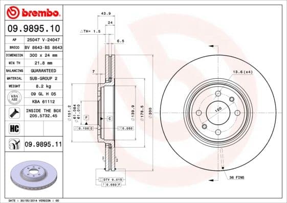 Bremžu diski BREMBO 09.9895.11 1