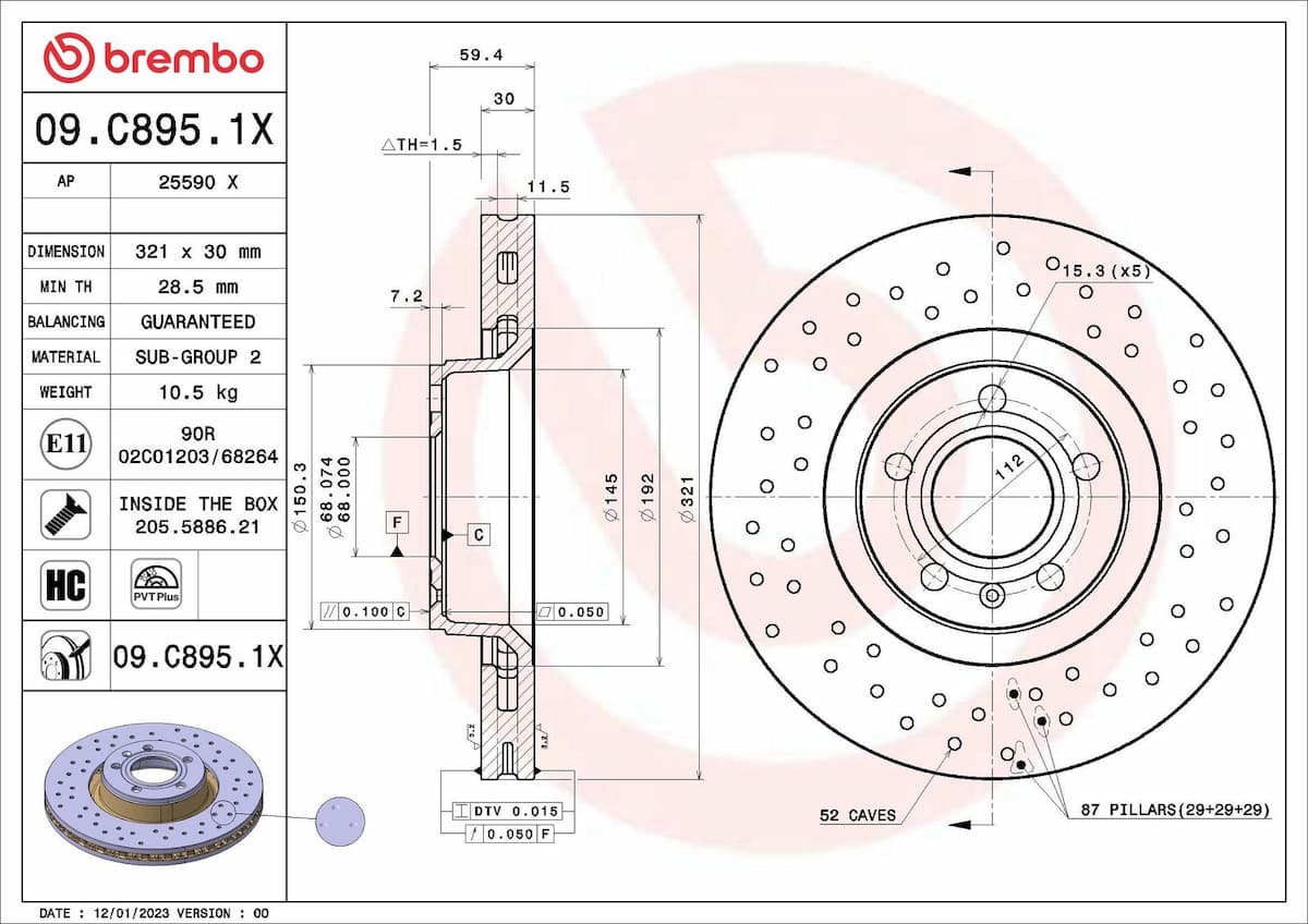 Bremžu diski BREMBO 09.C895.1X 1