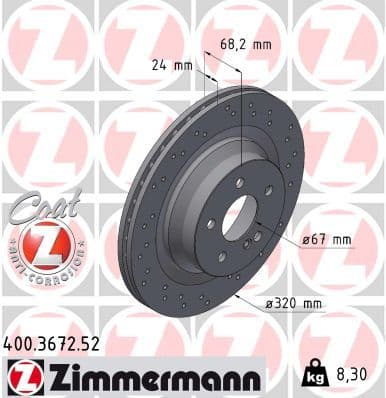 Bremžu diski ZIMMERMANN 400.3672.52 1