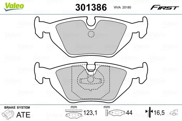 Bremžu uzliku kompl., Disku bremzes VALEO 301386 1