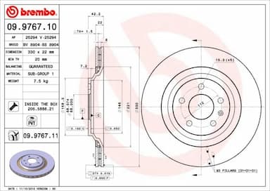 Bremžu diski BREMBO 09.9767.11 1