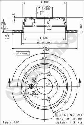 Bremžu diski BREMBO 08.6968.10 1