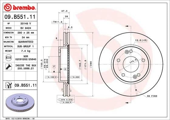 Bremžu diski BREMBO 09.B551.11 1