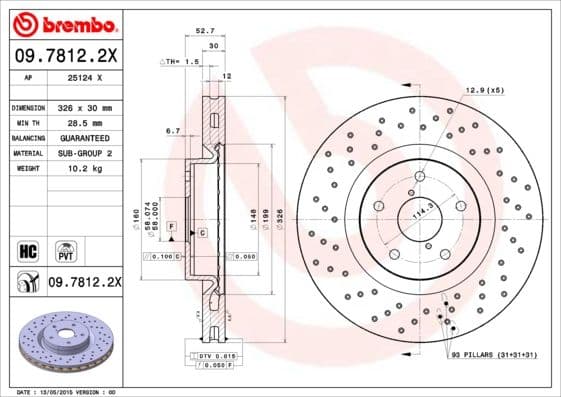 Bremžu diski BREMBO 09.7812.2X 1