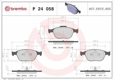 Bremžu uzliku kompl., Disku bremzes BREMBO P 24 058 1