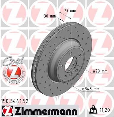 Bremžu diski ZIMMERMANN 150.3441.52 1