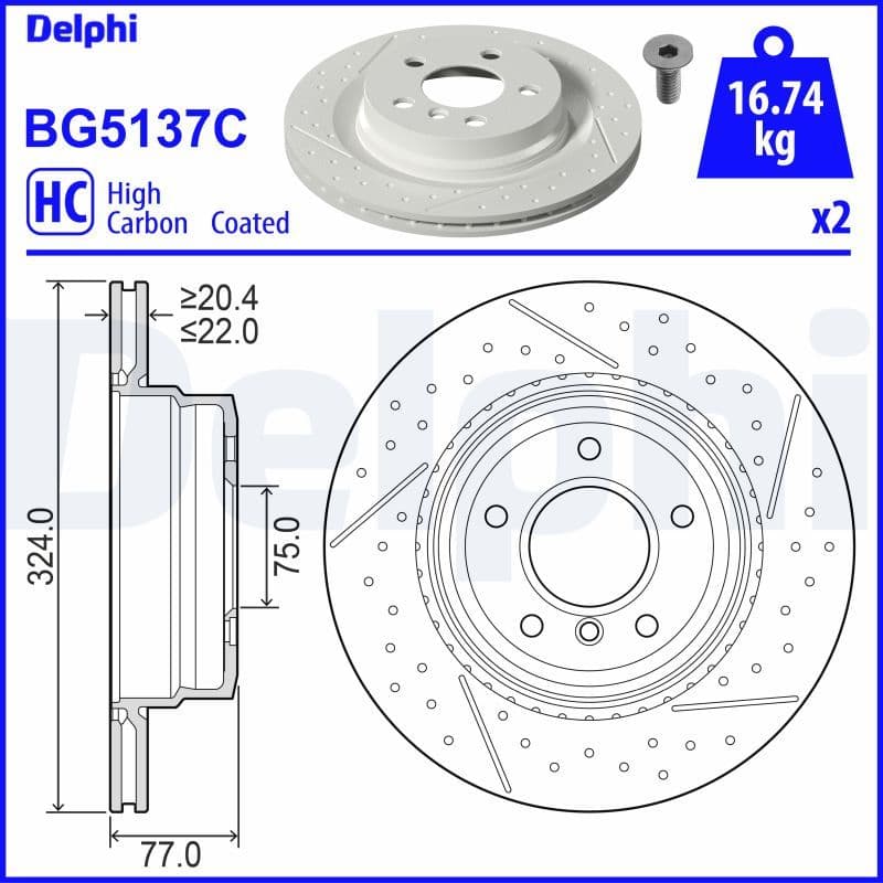 Bremžu diski DELPHI BG5137C 1