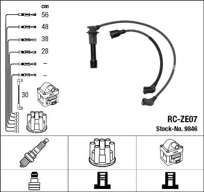 Augstsprieguma vadu komplekts NGK 9846 1