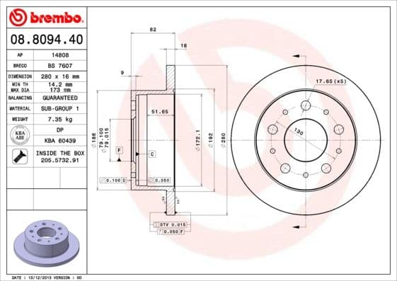 Bremžu diski BREMBO 08.8094.40 1