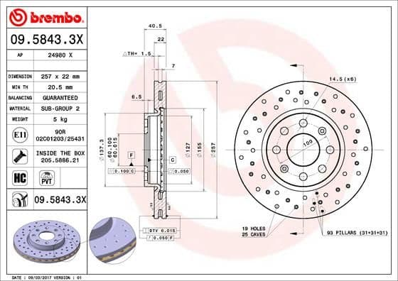 Bremžu diski BREMBO 09.5843.3X 1