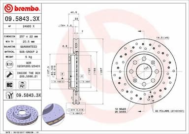 Bremžu diski BREMBO 09.5843.3X 1