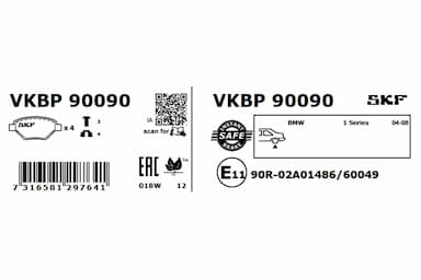 Bremžu uzliku kompl., Disku bremzes SKF VKBP 90090 7