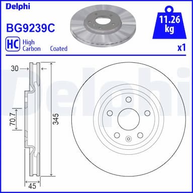 Bremžu diski DELPHI BG9239C 1