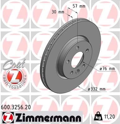 Bremžu diski ZIMMERMANN 600.3256.20 1