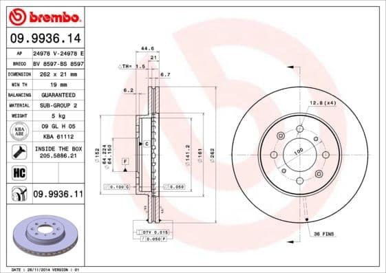 Bremžu diski BREMBO 09.9936.11 1