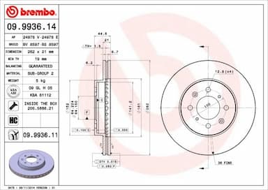 Bremžu diski BREMBO 09.9936.11 1